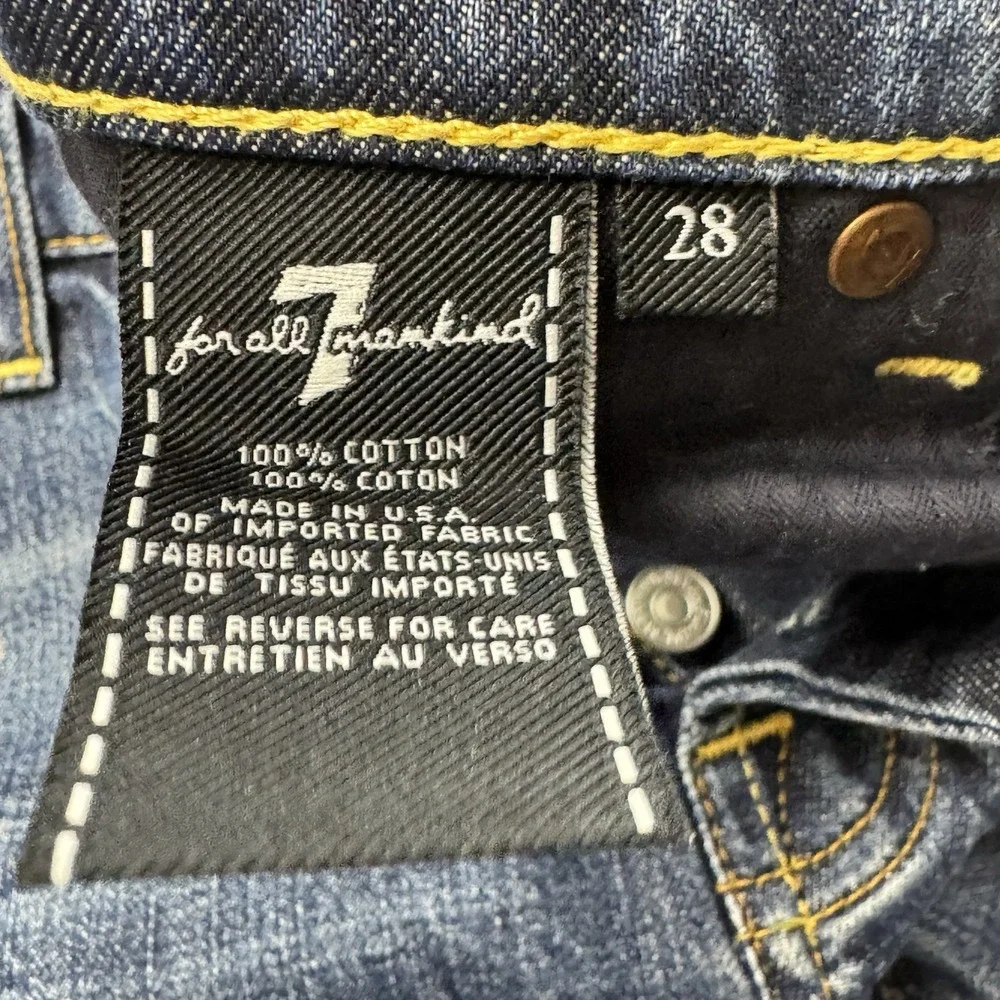 7 For All Mankind Josefina‎ Mid Rise Button Fly Boyfriend Fit Blue Jeans Size 28